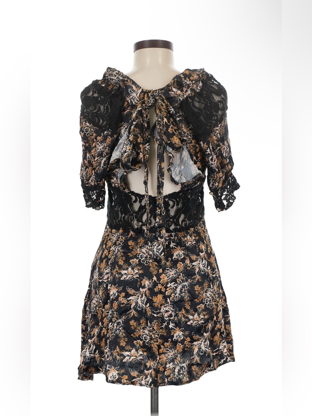 Free People Black Floral Lace-Inset Tunic - Picture 4 of 5